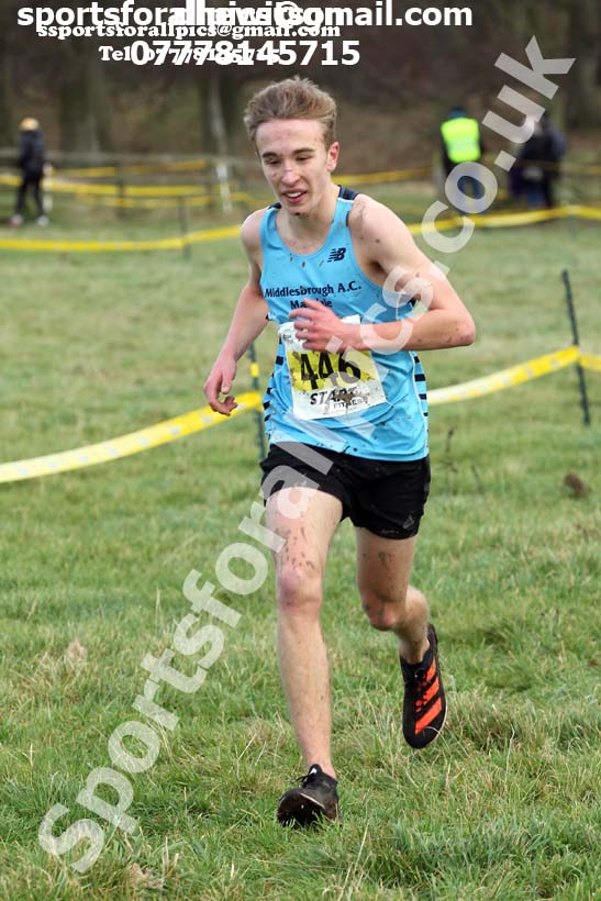 Mens under-17s cross country, 2019 North Eastern Cross Country Champs., Alnwick, Northumberland.  Photo: David T. Hewitson/Sports for All Pics